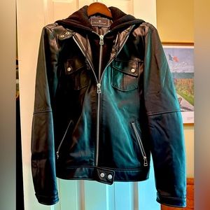 7 Diamonds Hooded Leather Jacket